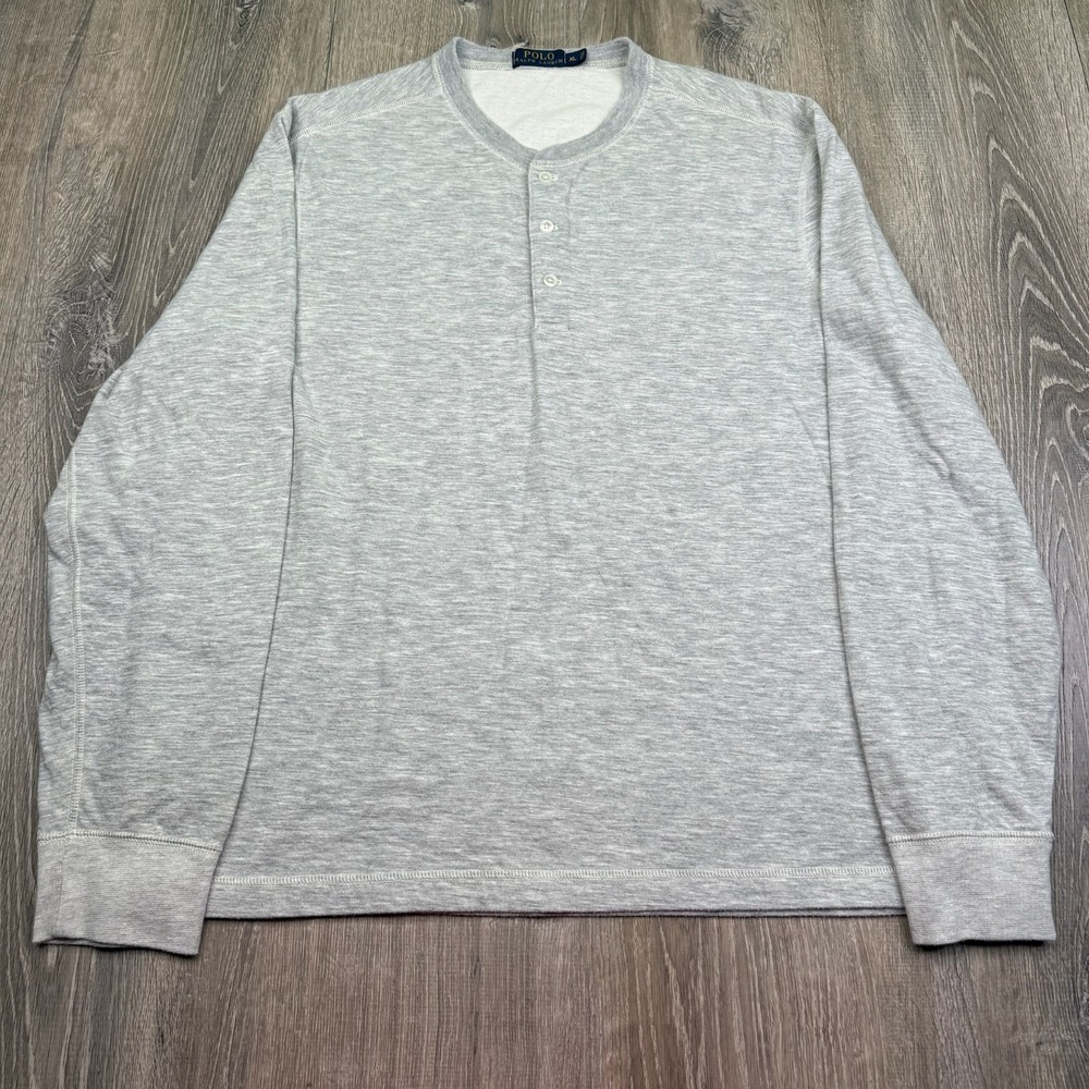 Polo Ralph Lauren Mens Gray Heathered Classic Long Sleeve Henley Shirt Size XL